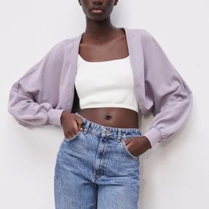 NWT Zara Washed Effect Cropped Jacket